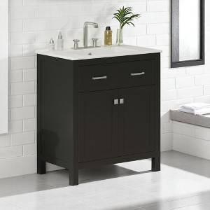 Mshliw 30" Modern Bathroom Vanity with Ceramic Sink, Soft-Close Doors, Flip-Out Drawer & Adjustable U-Shaped Shelf - 1 of 4