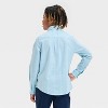 Boys' Long Sleeve Striped Flannel Button-Down Shirt - Cat & Jack™ Blue/Cream - 2 of 3