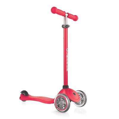 Globber Primo 3-Wheel Kids Kick Scooter with Adjustable Height and Comfortable Grips for Boys and Girls, Red