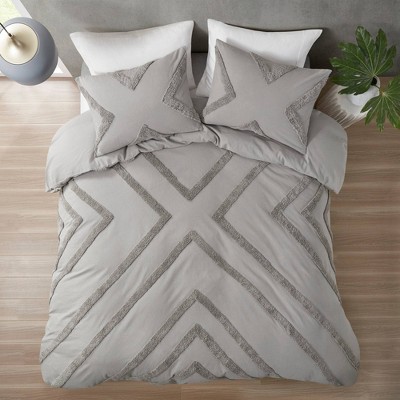 3pc Full/queen Hailey Cotton Gauze Waffle Weave Duvet Cover Set Gray -  Urban Habitat : Target