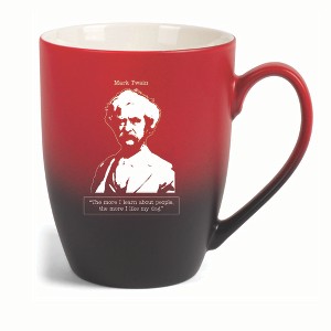 Elanze Designs The More I Learn About People The More I Like My Dog Two Toned Ombre Matte 10 ounce New Bone China Coffee Tea Cup Mug, Red and Black - 1 of 4
