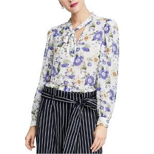 Rachel Roy Womens Gail Tied Neck Floral Pullover Blouse - 1 of 1