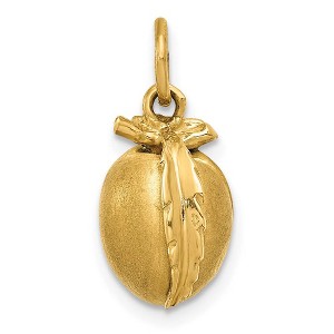 Black Bow Jewelry 14k Yellow Gold 3D Peach Charm or Pendant, 10mm (3/8 inch) - 1 of 4