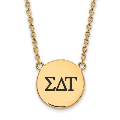 Black Bow Jewelry 14k Yellow Gold Plated Sterling Silver Sigma Delta Tau Greek Life Necklace 18 Inch