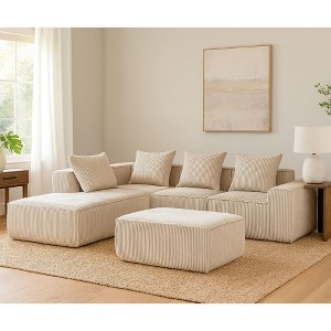 CAVINAS Comfy Corduroy Sofa with 5 Seaters,U Shape Sectional Sofa with Flexible Modular Configuration,Sofa Couch for Living Room Furniture - 1 of 4