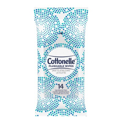 Cottonelle Flushable On-The-Go Travel Wet Wipes - 14ct