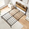 Practical & Convenient SeaCamel Full Size Metal Bed Frame: Storage Headboard w/ USB & Bookcase, Skip Box Spring, Easy Assembly, Noise-Free in Black - 2 of 4