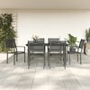 vidaXL Patio Dining Set Outdoor Table and Chair Black Steel and Textilene - 63" Table Length 6 Items - 2 of 4