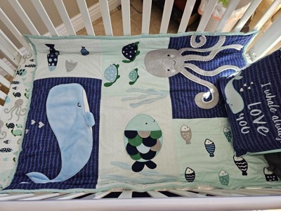 Lambs Ivy Oceania 6 piece Baby Crib Bedding Set Blue Ocean Nautical Aquatic Whale Octopus Theme Target