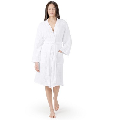 Adult Muslin Bathrobe 100% Cotton Robe with 4-Layer Absorbent Muslin Fabric By Comfy Cubs