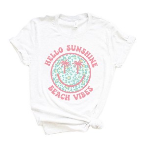 Simply Sage Market Women's Hello Sunshine Leopard Smiley Face Short Sleeve Graphic Tee - 1 of 2