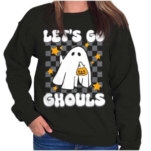 Cute Halloween Let's Go Ghouls Ghost Women Crewneck Sweatshirt Brisco Brands - 1 of 4