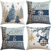Set of 4 Christmas Throw Pillow Covers 18x18 Inch Set of 4, Merry Christmas Bright Xmas Tree Ball Winter-Blue - 2 of 3