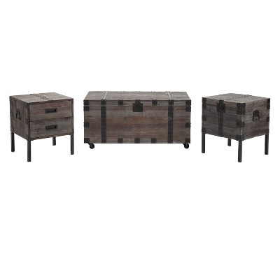 3pc Burke Trunk Table Set Gray - Crawford & Burke