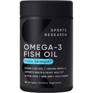 Sports Research Omega-3 Fish Oil Dietary Supplement - 180 Softgels - 1 of 2