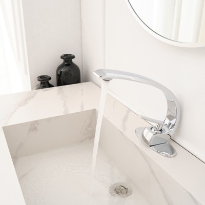 Polished Chrome Single Handle Modern Bathroom Faucet