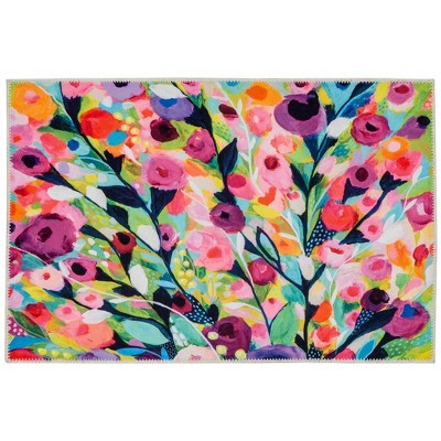 Olivia's Home Blossoming Portrait Doormat – Elegant Indoor Accent Mat, 22" x 32", Floral Design, Soft & Stylish Rectangle Mat