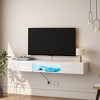 Vynxaria Floating TV Stand Wall Mounted with 16 Color LEDs,63" Modern TV Stand,Floating TV Cabinet Entertainment Center for 55 60 65 Inch TV,White - 3 of 4