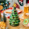 Joyfy 12" Ceramic Christmas Tree - Vintage Pre-Lit LED Tabletop Decor with Flower Leaf Design (Battery Operated) - 4 of 4
