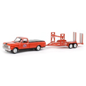 Greenlight Collectibles 1/64 1968 Chevrolet C-10 Pickup Truck STP with Tandem Car Trailer Hitch & Tow Series 26 32260-B - 1 of 4