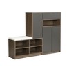 PDTEND 2-in-1 Multifunctional Entryway Shoe Storage Bench with Cushioned Seat and Adjustable Shelves, Gray - 2 of 4