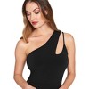 YESFASHION Women's Jumpsuit Summer One Shoulder Hollow Out Stretch Wide Leg Cutout Sleeveless Romper Outfits - 2 of 4