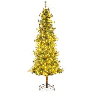Costway 6/7/8 FT Artificial Christmas Tree with 370/502/702 Branch & Needles 22/28/36 Pinecones & 200/300/400 Lights - 1 of 2