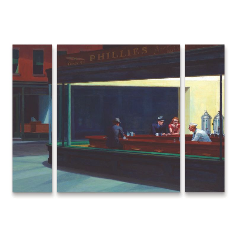 Trademark Fine Art -Edward Hopper 'Nighthawks' Multi Panel Art Set Large 3 Piece, 2 of 4