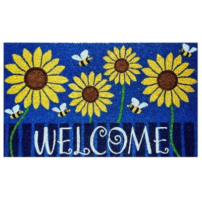 Sunflowers And Bees Coir Spring Doormat 30