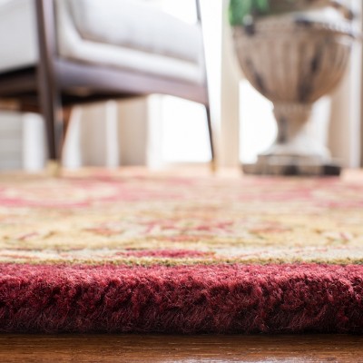 Burgundy and Gold Hand-Tufted Wool Runner Rug