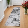 Gray Ivory and Taupe Abstract Power Loom Worn Faded Area Rug - 2 of 4