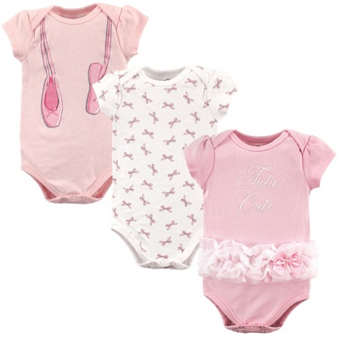 Little Treasure Baby Girl Cotton Bodysuits 3pk, Ballerina, 6-9 Months 