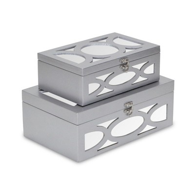 Cheung's Harlane Set of 2 Overlayed Mirror  Silver Boxes