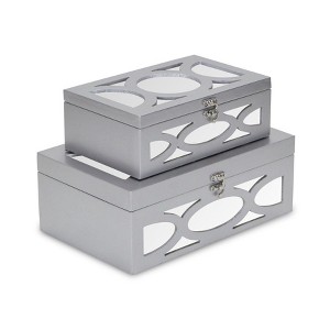 Cheung's Harlane Set of 2 Overlayed Mirror  Silver Boxes - 1 of 4