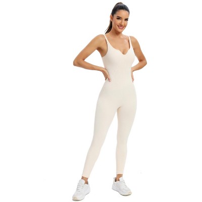DOMETOUR Sport Jumpsuits for Women Tummy Control Ribbed Unitard One Piece