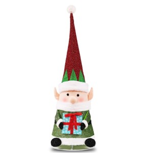 45-inch Tinsel Elf Christmas Decor with LED Lights (Red & Green) - 1 of 4