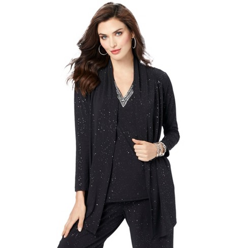 Roaman's Women's Plus Size Sequin Duster Jacket