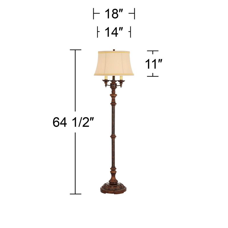 Barnes and Ivy Traditional Floor Lamp Candelabra Style 4-Light 64.5" Tall Italian Bronze Bell Shade for Living Room Reading Bedroom, 4 of 10