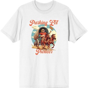 "Parking Lot Pioneer" Old West Wagon Football Cowboy Adult Short Sleeve Tee - 1 of 2
