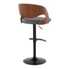 Faux Leather Mid-Century Modern Adjustable Swivel Barstool with Bent Wood Back, Cushioned Seat, and Footrest for Kitchen - 4 of 4