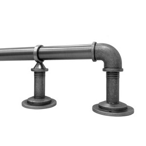 Lumi Home Furnishings 72"x144" Wraparound Single Steel Curtain Rod Antique Pewter - 1 of 4