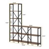 Resenkos Bookshelf, Bookcase Standing Shelf Unts,9-Shelf Bookshelf, Industrial Ladder Corner Etagere Bookcase,Brown - 2 of 4