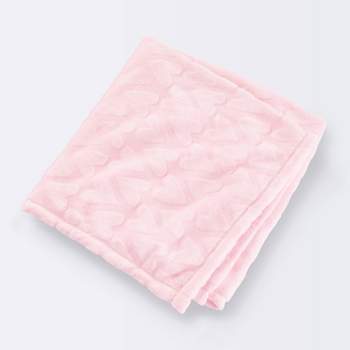 Hearts Plush Embossed Baby Blanket - Pink - Cloud Island™