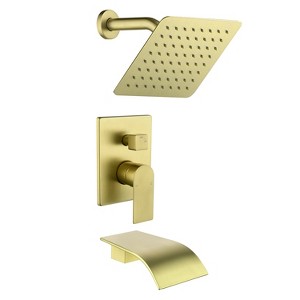 CLIHOME Single Handle 1 Spray Tub and Shower Faucet with 8 Inch Square Fixed Shower Valve Included - 1 of 4