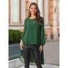 Seta T Women's Lantern Long Sleeve Round Neck High Low Irregular Hem Casual Blouse - 4 of 4