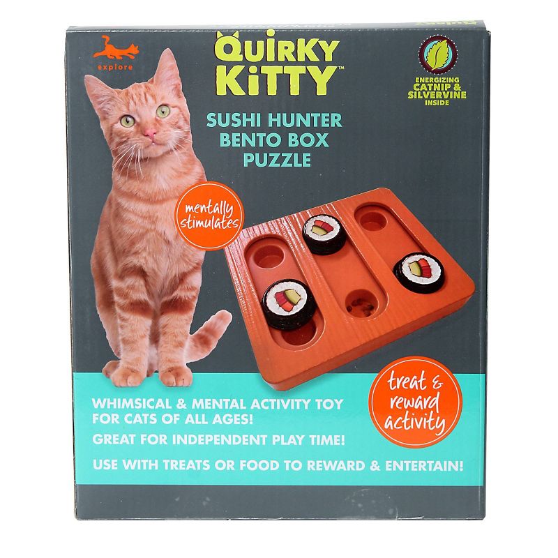 Quirky Kitty Bento Box Puzzle Cat Toy - Brown, 1 of 6