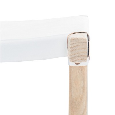 Sawhorse-Inspired White Leather and Natural Wood Counter Stool