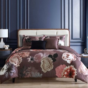 Hallmart Collectibles 5pc King Vita Velvet Floral Bedding Set - 1 of 4
