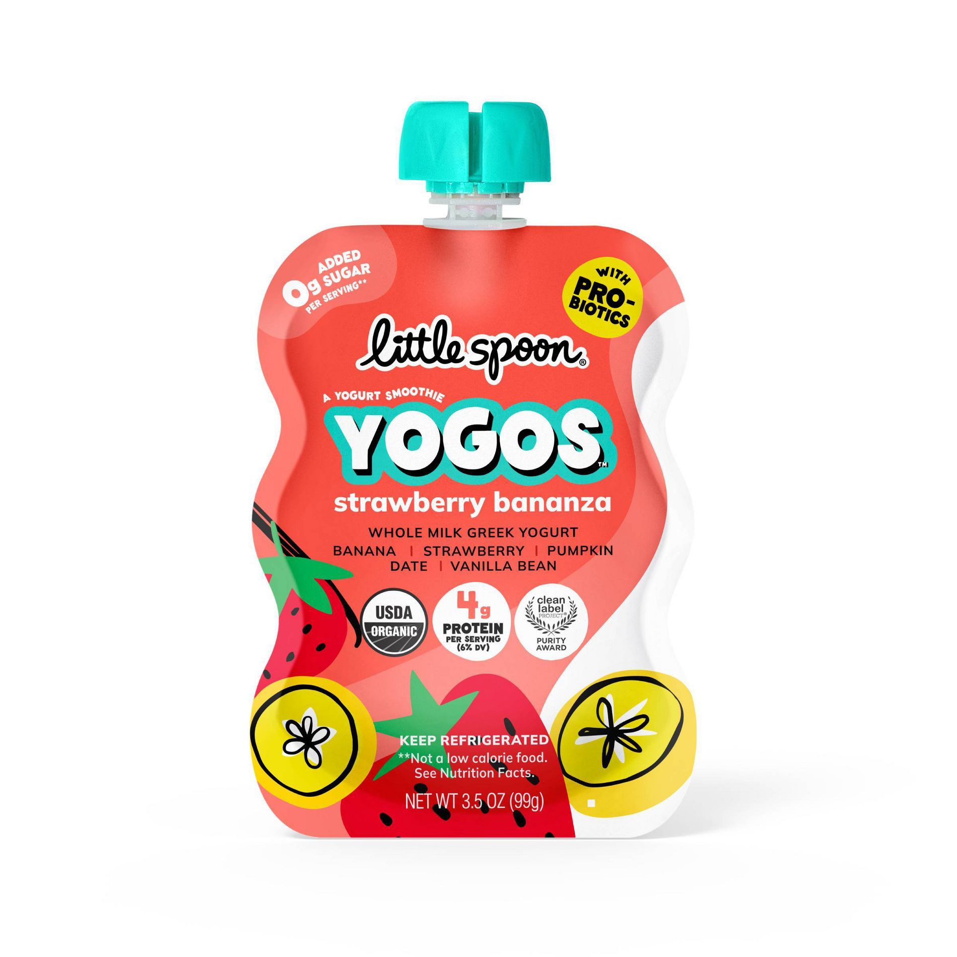 Little Spoon YoGos Strawberry Banana Organic Whole Milk Kids’ Yogurt Pouches – 3.5oz