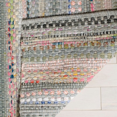 Grey and Multicolor Handwoven Wool Cotton Stripe Area Rug